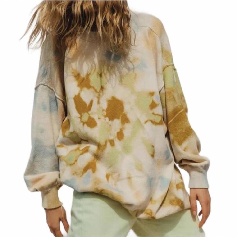 Free People Cosmos Tie Dye Oversized Pullover Crewneck Sweater XS